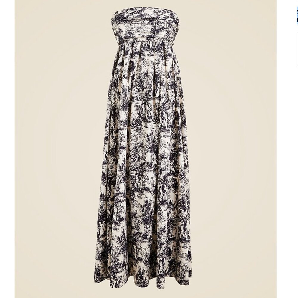 JCrew Collection Strapless bow-back maxi dress in toile print - NWT - Size 14